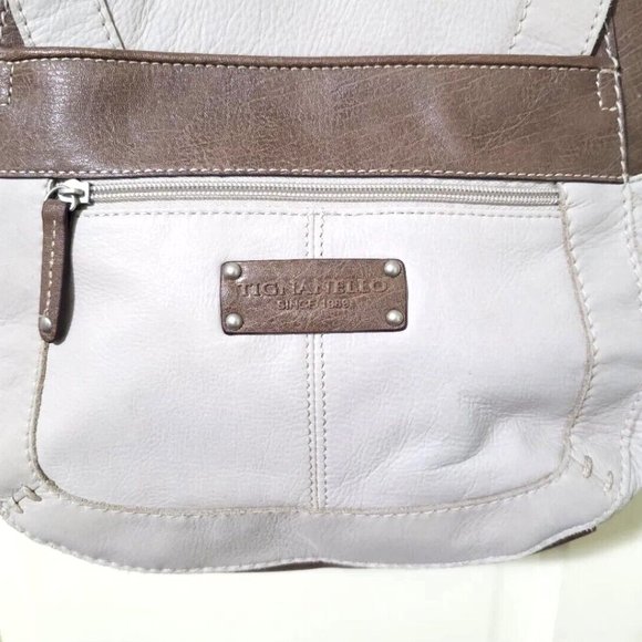 NEW Tignanello Beige Brown 100% Leather Shoulder Bag Purse Magnet Flap Adjust - Picture 3 of 13